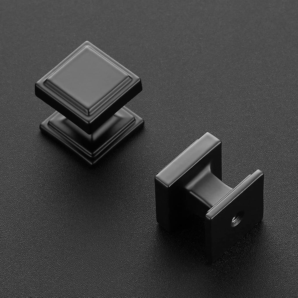 30 Pack Matte Black Square Kitchen Cabinet Knobs,Zinc Solid Drawer Pulls,Farmouse Cabinet Handles and Bathroom, Modern