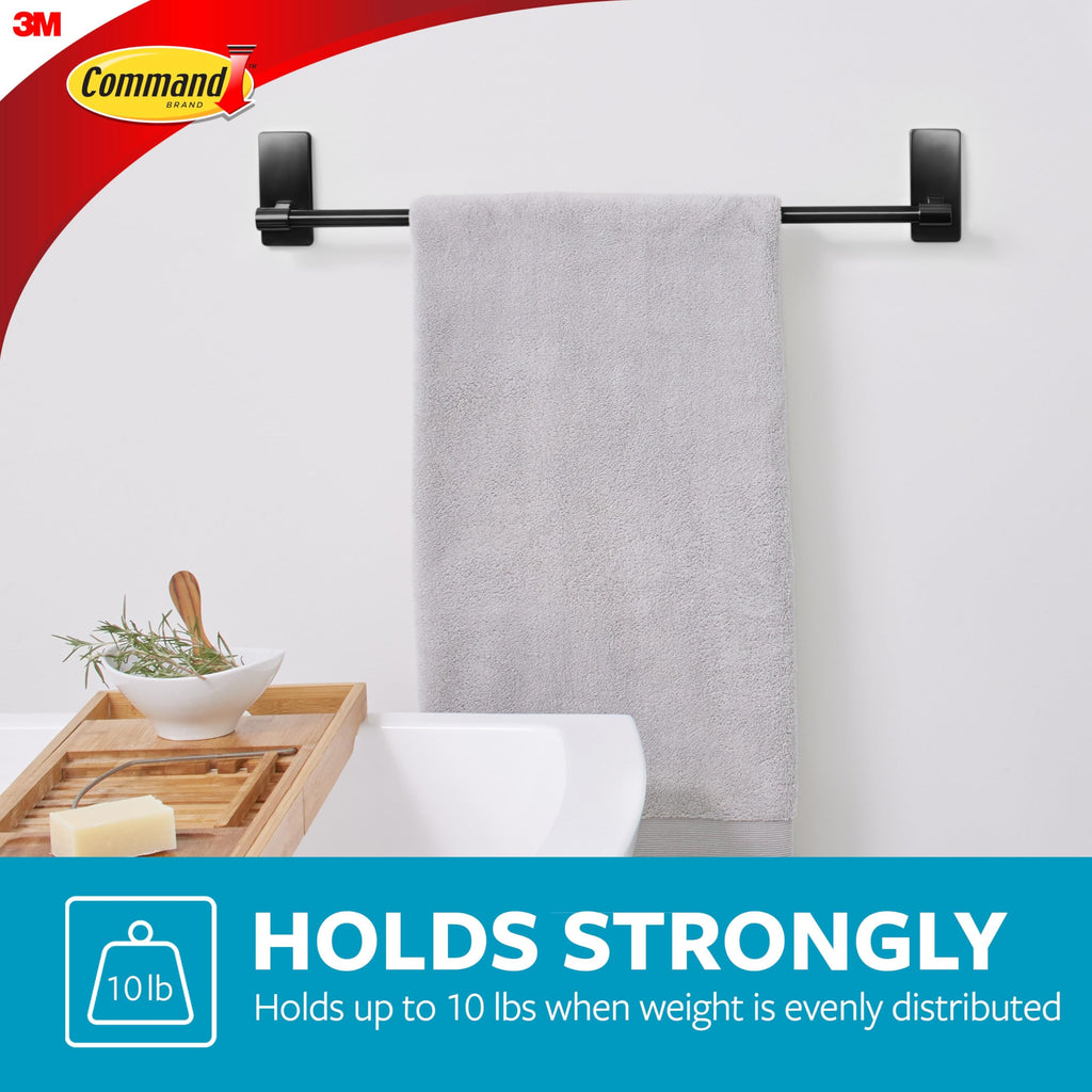 Bath Towel Bar, Matte Black, 1 Towel Ring, 2 Strips