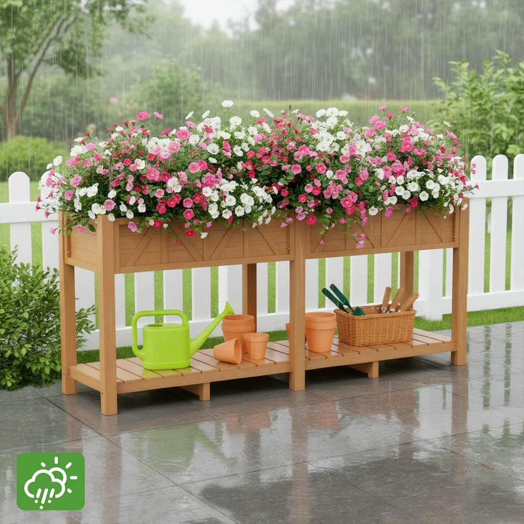 All-Weather Elevated Raised Garden Bed with Legs,72"L x 17"W x 28.7"H | Large Outdoor Planter Box with Storage