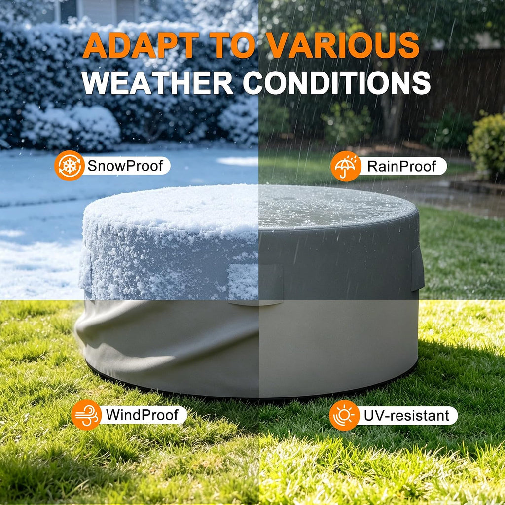 Round Patio Table Cover Zipper Outdoor Furniture Cover Waterproof | Fully Enclosed, Zipper Bottom, 4 Air Vents, 84"D