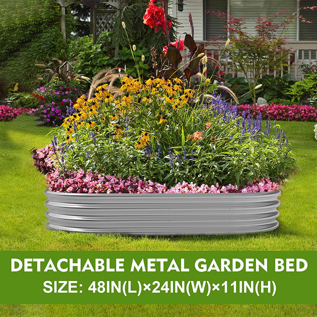 2-Pack Metal Raised Garden Bed, 4x2x1ft Galvanized Planter Box for Outdoor Vegetables & Flowers, Corrosion-Resistant