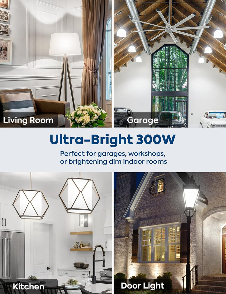 300W Equivalent Super Bright A23 LED Light Bulbs, Cool White 5000K