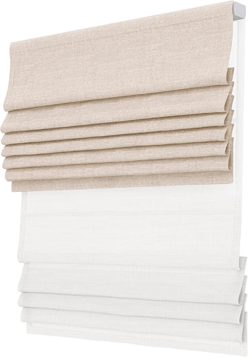 Day Night Roman Shades, 2 in 1 Blackout & Light Filtering, Cordless Linen Roman Blinds for Windows, UV Protection