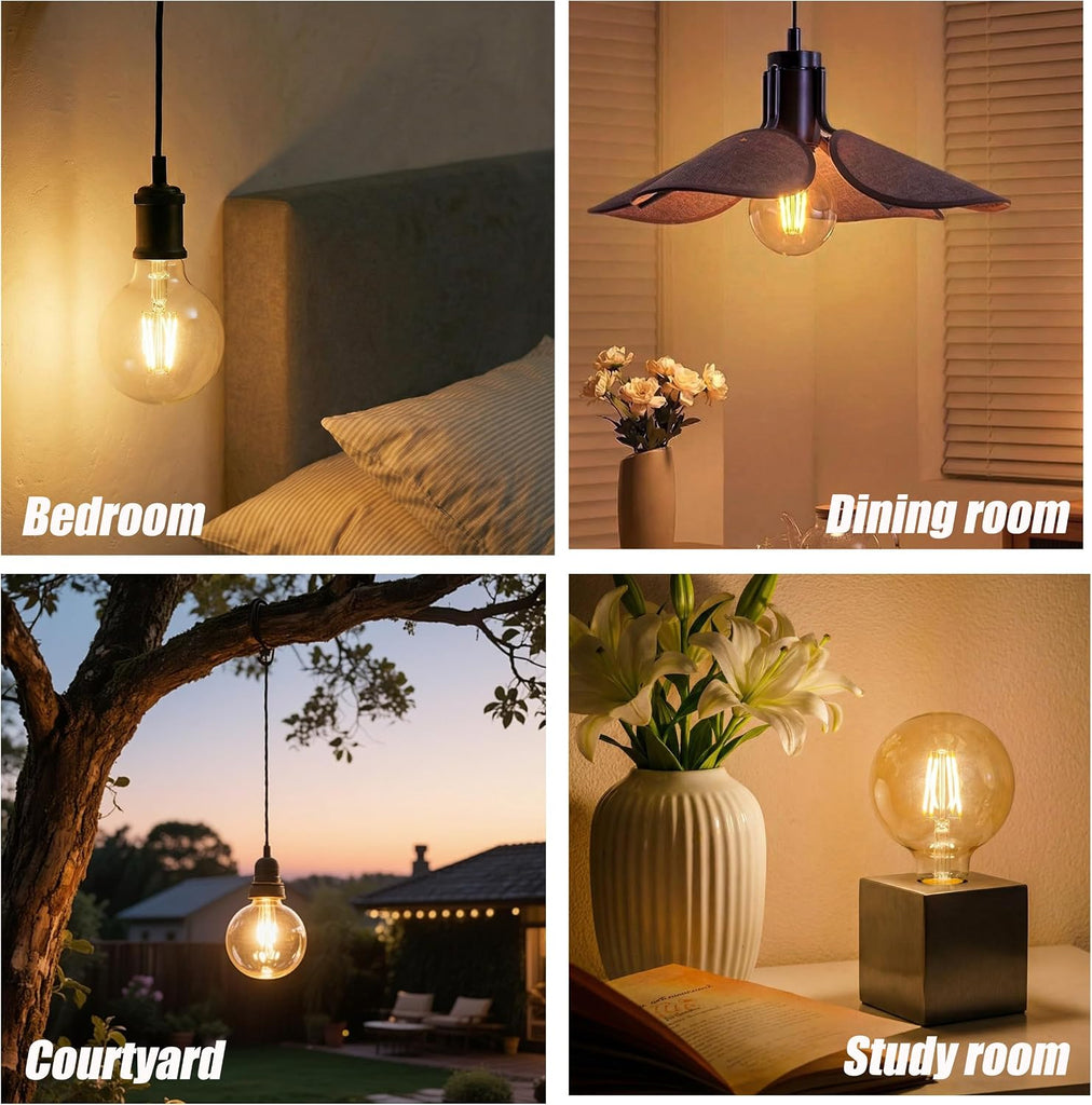 G25 globe Edison light bulbs 8W 1000LM(100W incandescent Equivalent) E26 dimmable Vintage Round LED Vanity Light Bulb