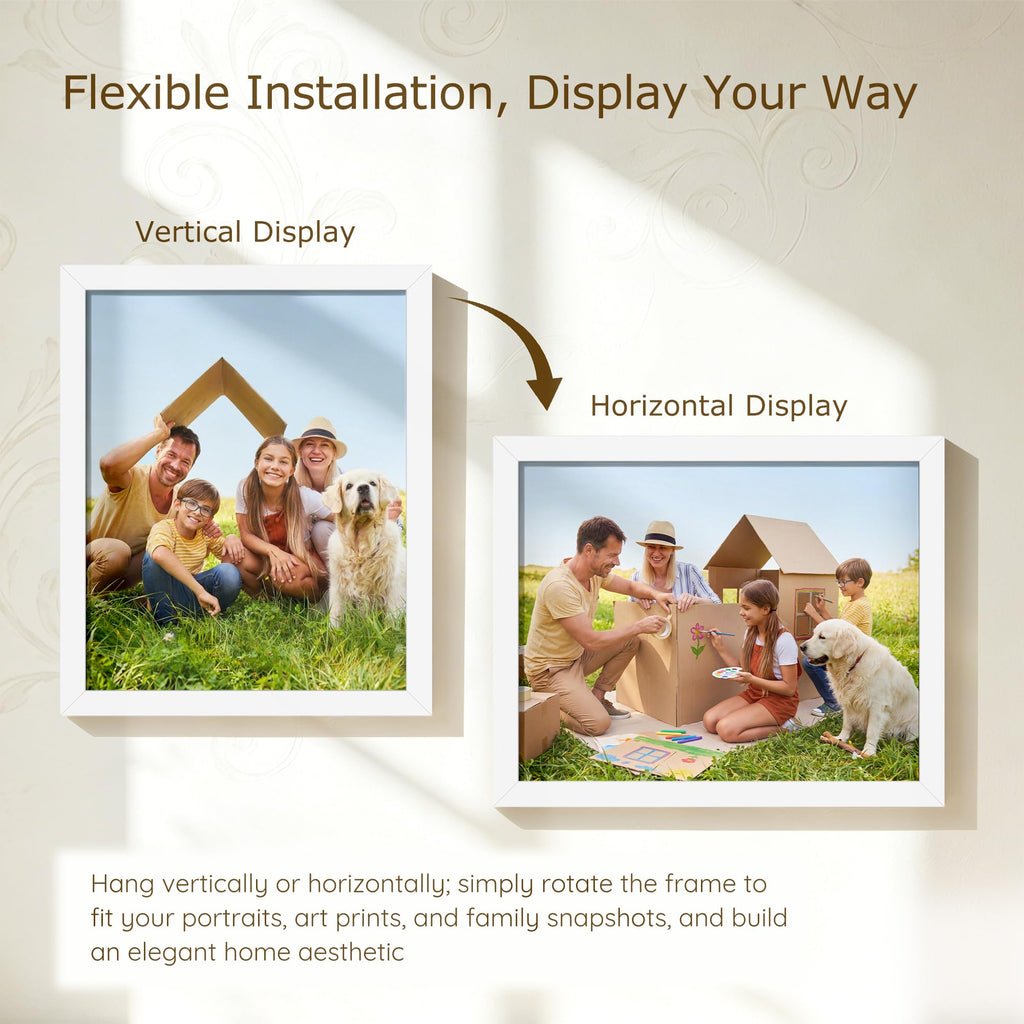 8x10 Picture Frame Set of 16, for Wall or Tabletop Display, White