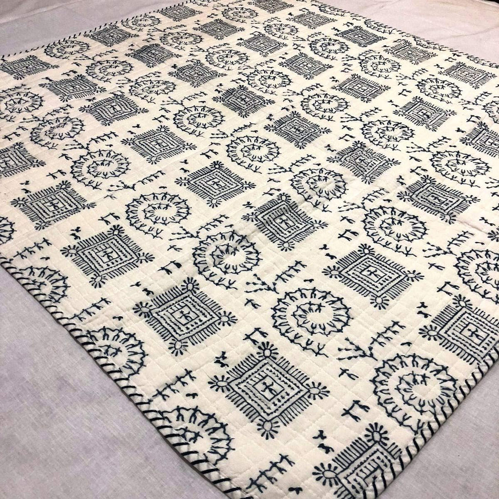 Star Ethnic Authentic Soft Quilt Hand Block Print Baby Blanket 100% Cotton Reversible Quilted Wrap Quilt Toddler