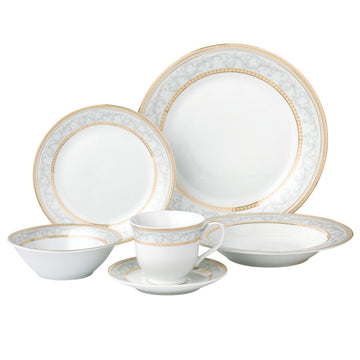 24 Piece Porcelain Dinnerware Set Giada, Gold