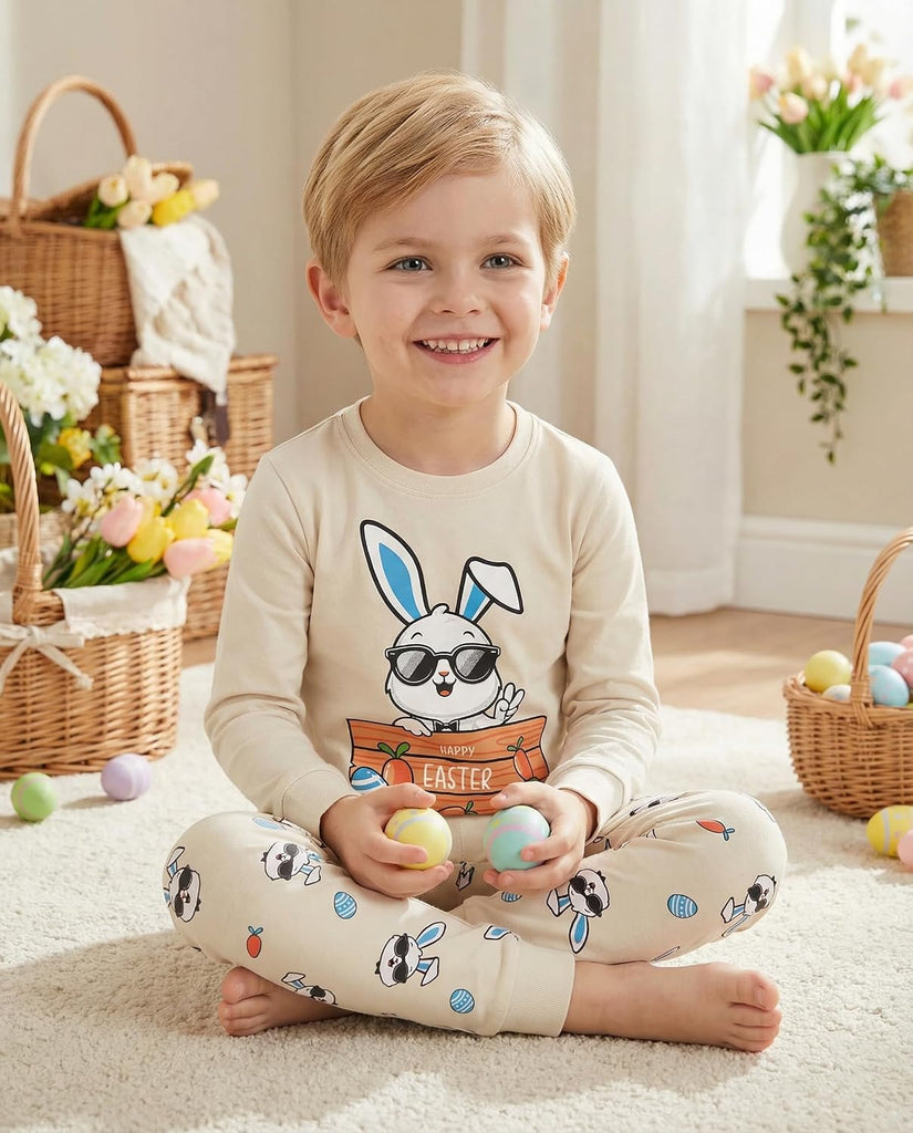 Boys Pajamas 4 Pieces Long Set 100% Cotton Sleepwear Months-12 Years