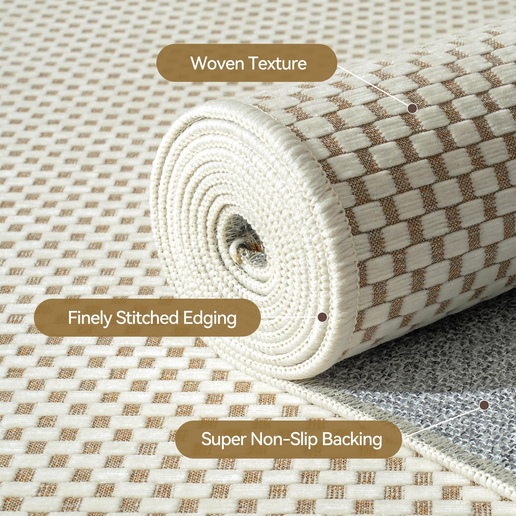 Hallway Runner Rug Extra Long Kitchen Runner Washable Beige