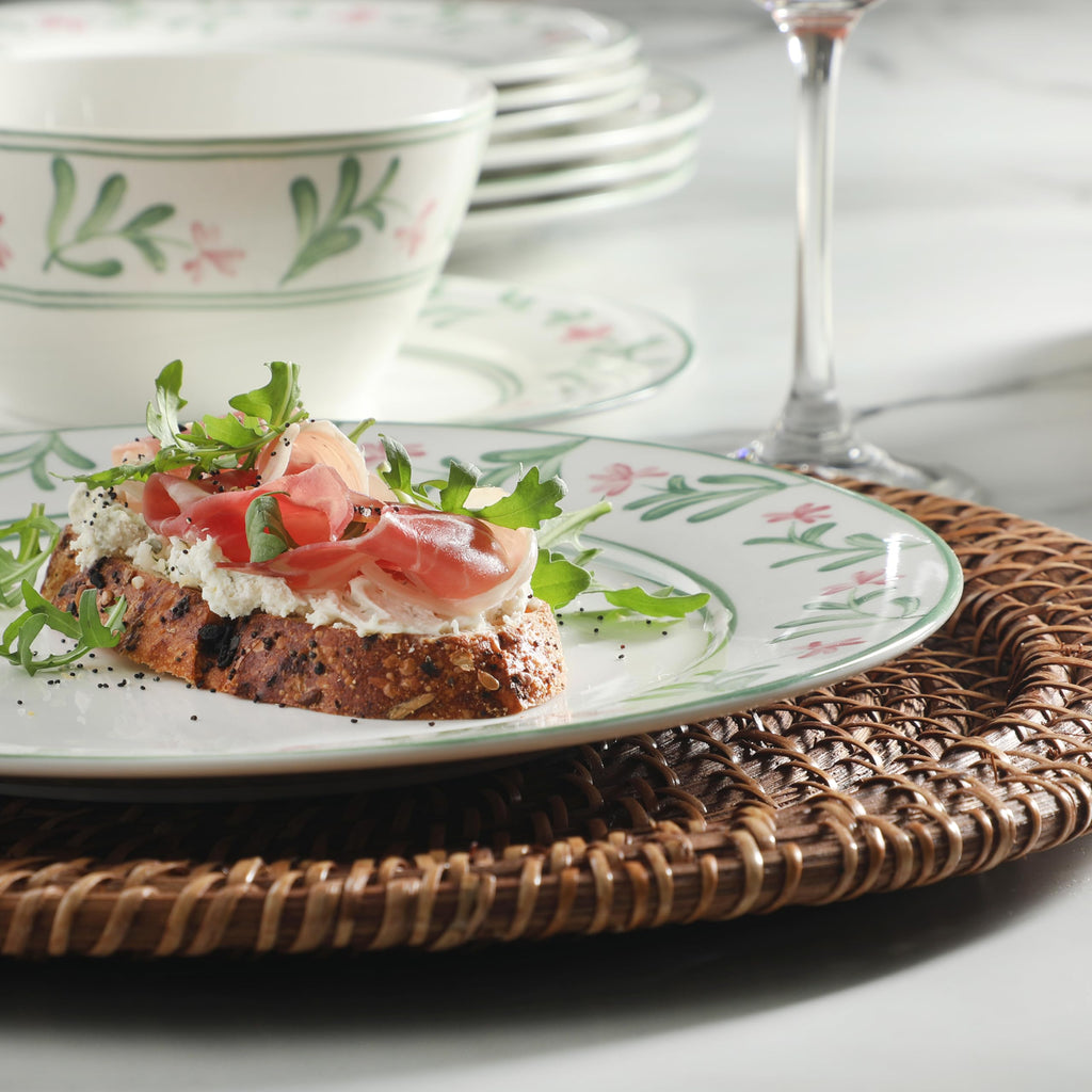 Maiden Crown Plates and Bowls Sets, 12-Piece New Bone China Dinnerware Sets, Botanical Floral Design Dish Set