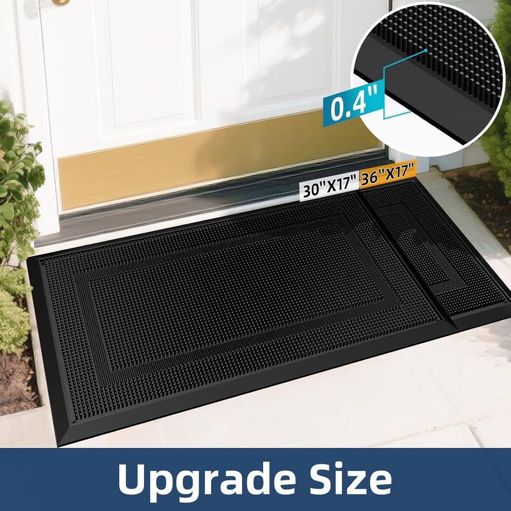 Front Door Mat Outside Entrance, 36" x 24" Heavy Duty Rubber Outdoor Mats Enlarged , Welcome Matt Outdoor, Dirt