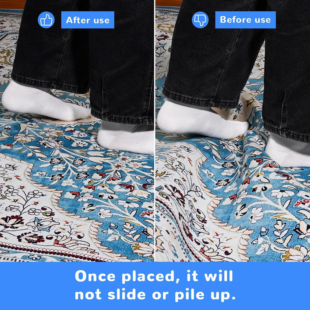 Non Slip Rug Pad Gripper 8X10 FT for Hardwood Floors, Eco-Friendly Anti Skid Mat Under Area Rugs, Keeps Rugs Safe - Set of 80