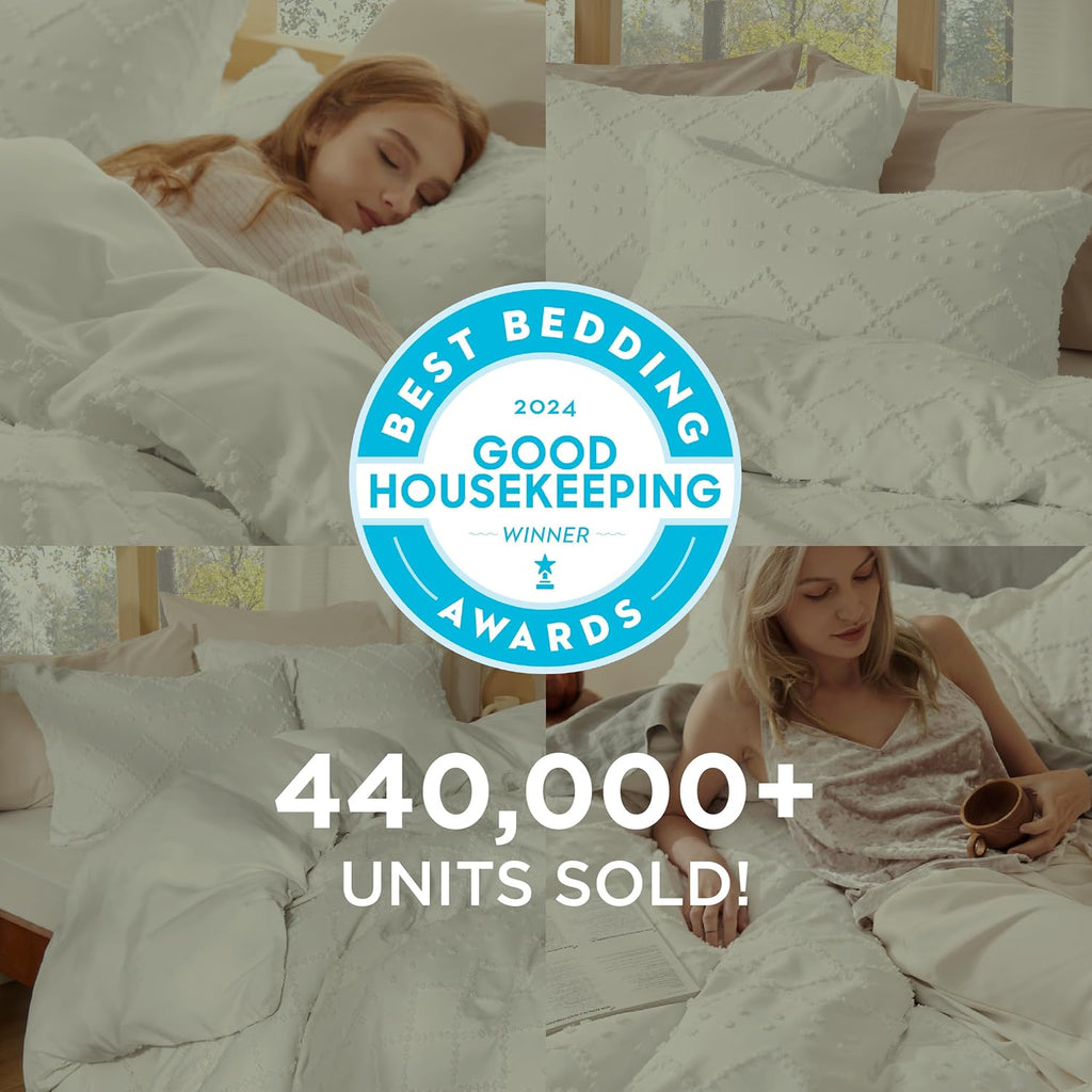 Boho Duvet Cover Queen - White Breathable & Soft Boho Bedding, Machine Washable Comforter Cover for All Seasons