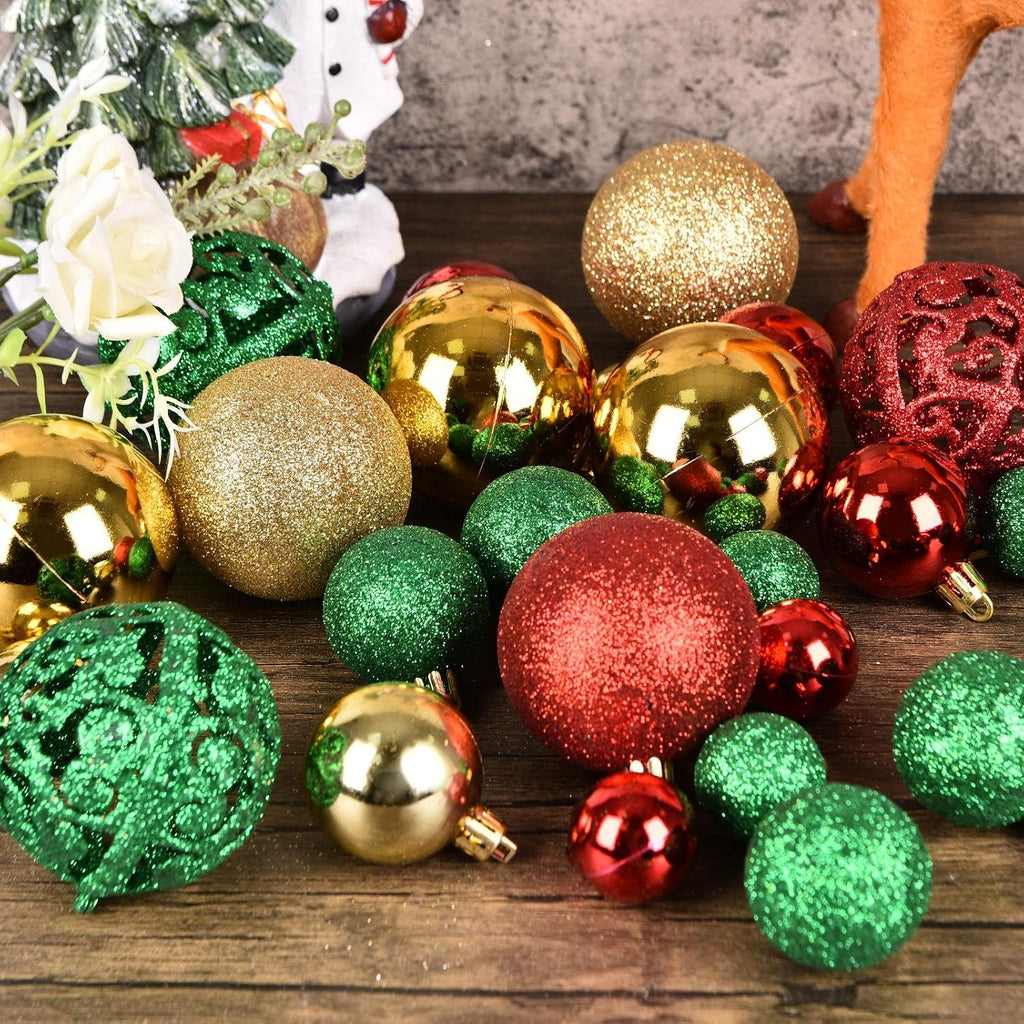 Christmas Balls Tree Ornaments Set, Shatterproof Xmas Decorations Set with Reusable Hand-held Gift Package - Set of 100