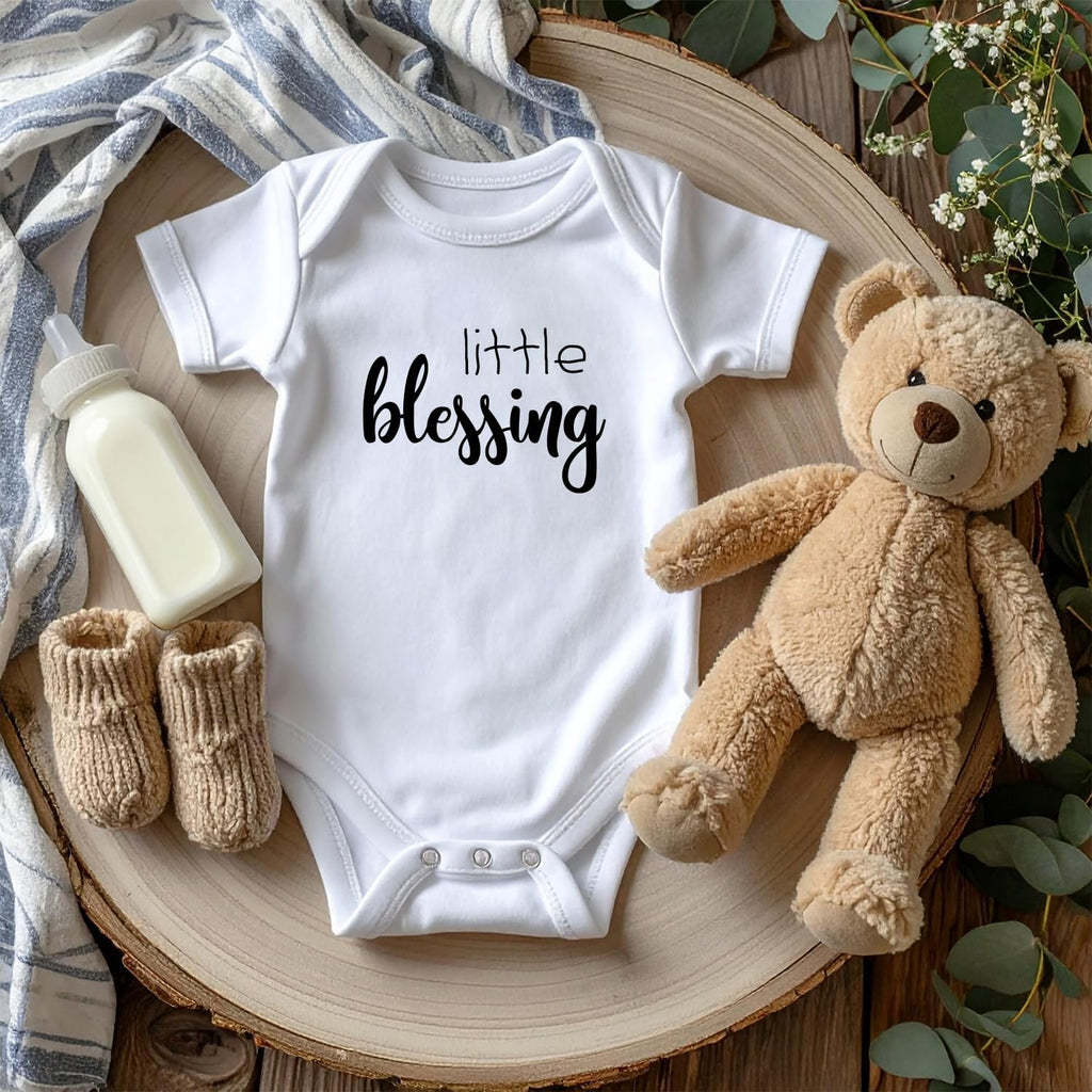 Organic Cotton Baby Onesie "Little Blessing" Infant Bodysuit, Soft Breathable Newborn Outfit, Unisex Baby Clothes