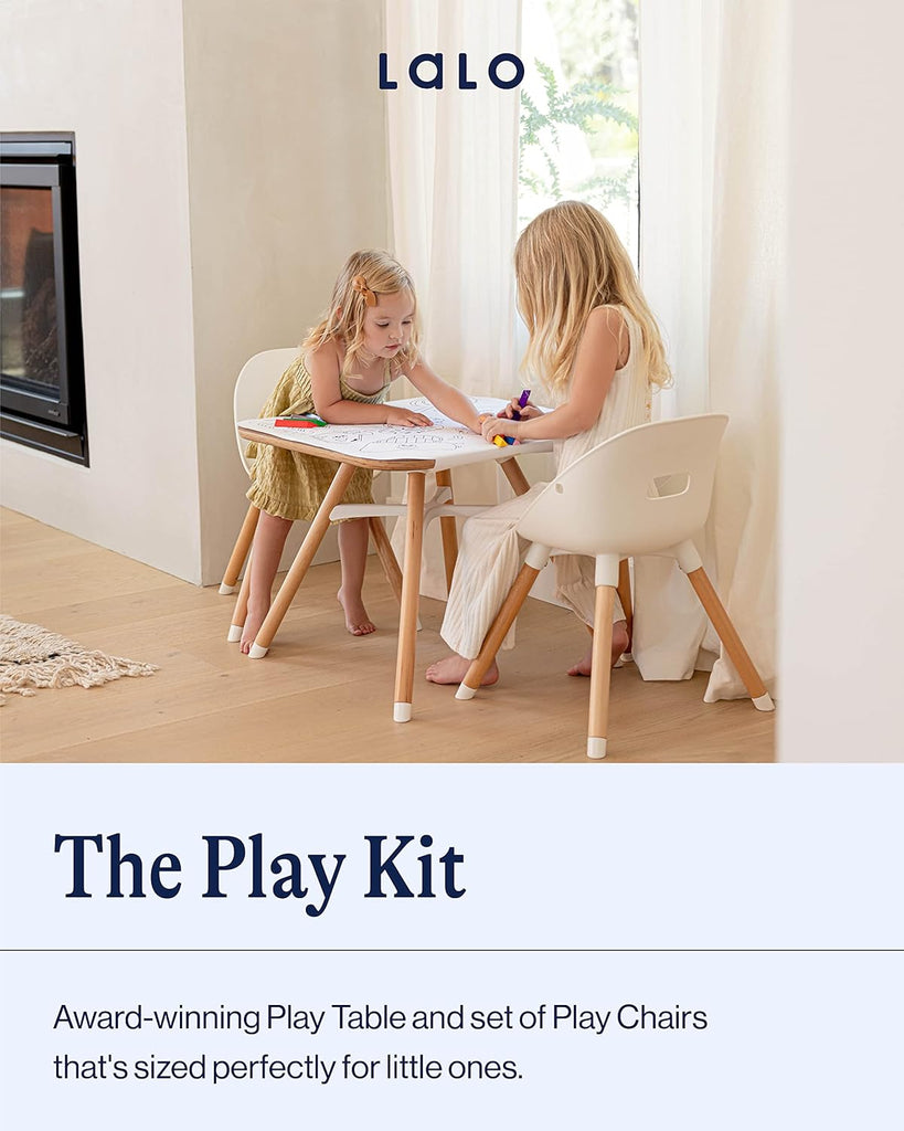 The Play Kit, Wood Toddler Table and 2 Chairs Set, Easy to Clean