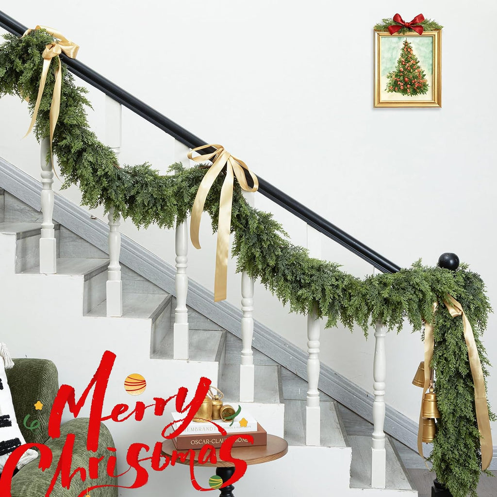 9FT Double Fullness Artificial Christmas Cedar Garland 280 Branches