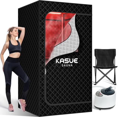 Portable Infrared Sauna Box for Home, 5-Layer Waterproof, XL Steamer, Folding Chair, Steam Sauna Tent for Steam Detox Relaxation Spa, Indoor & Outdoor (Black) A129-B0F8QRGW67