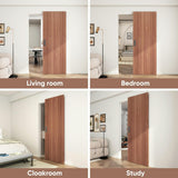 32"x86" Concealed Sliding Barn Door with Soft Close Hardware Kit, Brown Hidden Door for Opening 24"-
