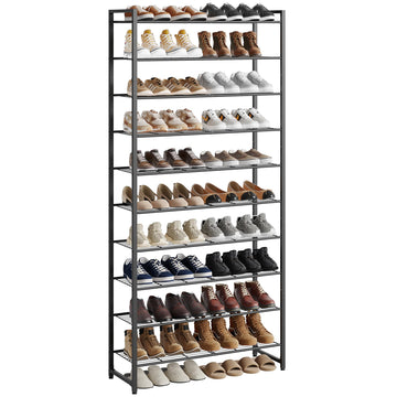 Shoe Rack for Closet, Metal Shoe Organizer, 10 Tier Garage Shoe Rack Max Holds 50 Pairs, Shoe Storage Shelf, Entryway