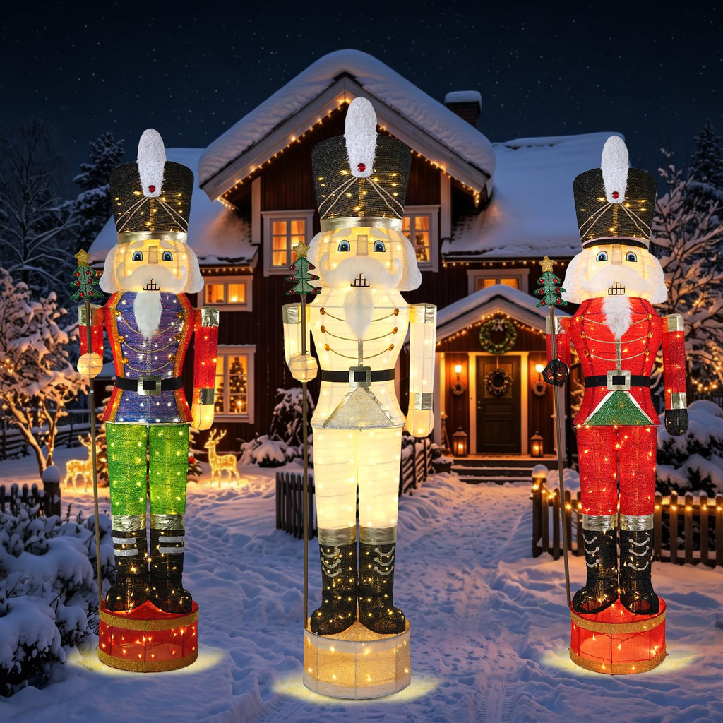 7.5FT Giant Lighted Nutcracker Christmas Decor Outdoor with 170 LED, White