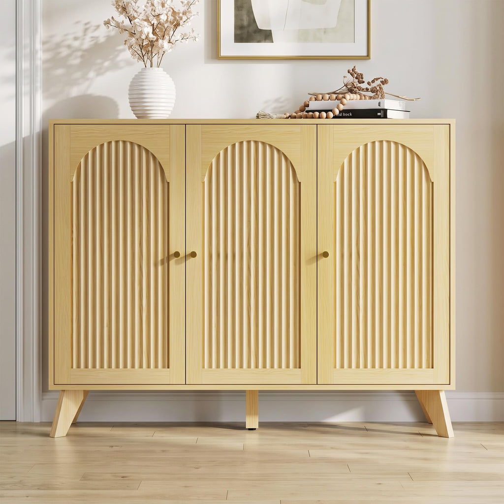 Shoe Cabinet with 3 Doors, Large Shoe Storage Cabinet, Oak