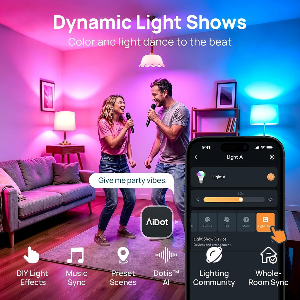 Smart Light Bulbs, Smart Bulb that Work with Alexa, Google Home, , LED Light Color Changing, A19 E26 Dimmable
