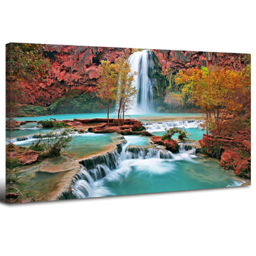 Tropical Forest Wall Art Nature Mountain Pictures Wall Decor Bedroom Waterfall Landscape Canvas Prints Posters Tree