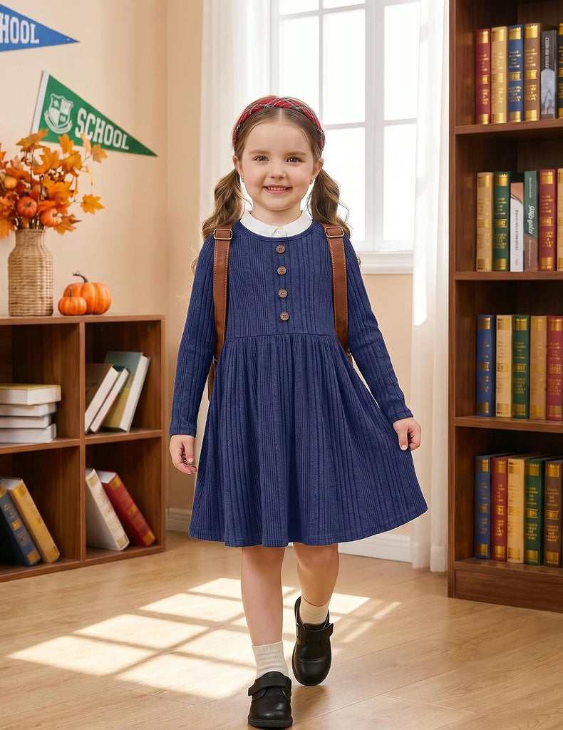 Toddler Girls Sweater Long Sleeve Knit Fall Winter Dresses