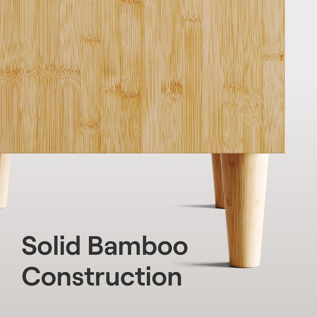 Bamboo Nightstand with Japanese Joinery, 23" Height, 2 Smooth-Gliding Dovetail Drawers, No-Tool Assembly, Natural