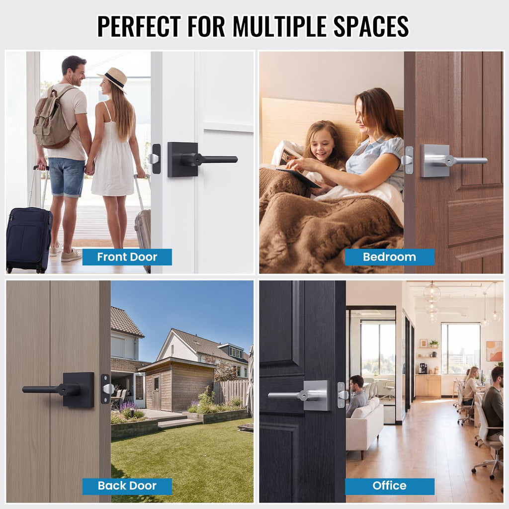 3 Pack Entry Door Handles with Lock and Key,Exterior Lock Set