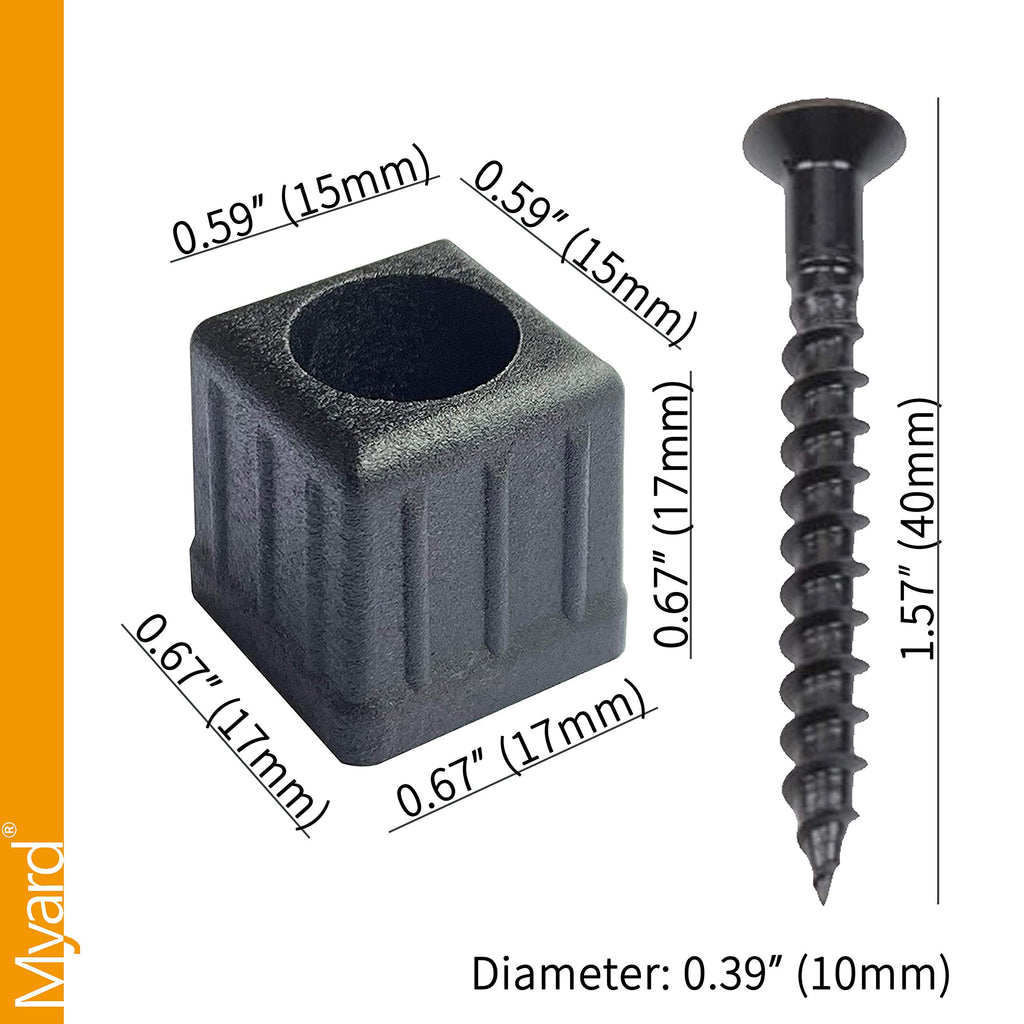 3/4" Anti-UV Square Baluster Connectors, Black, 100-Pack