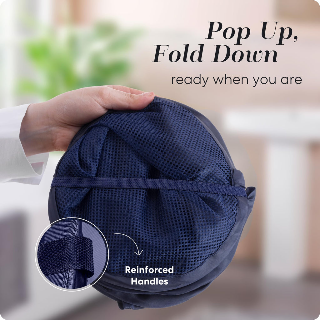 Collapsible Mesh Laundry Hamper 2-Pack, Blue
