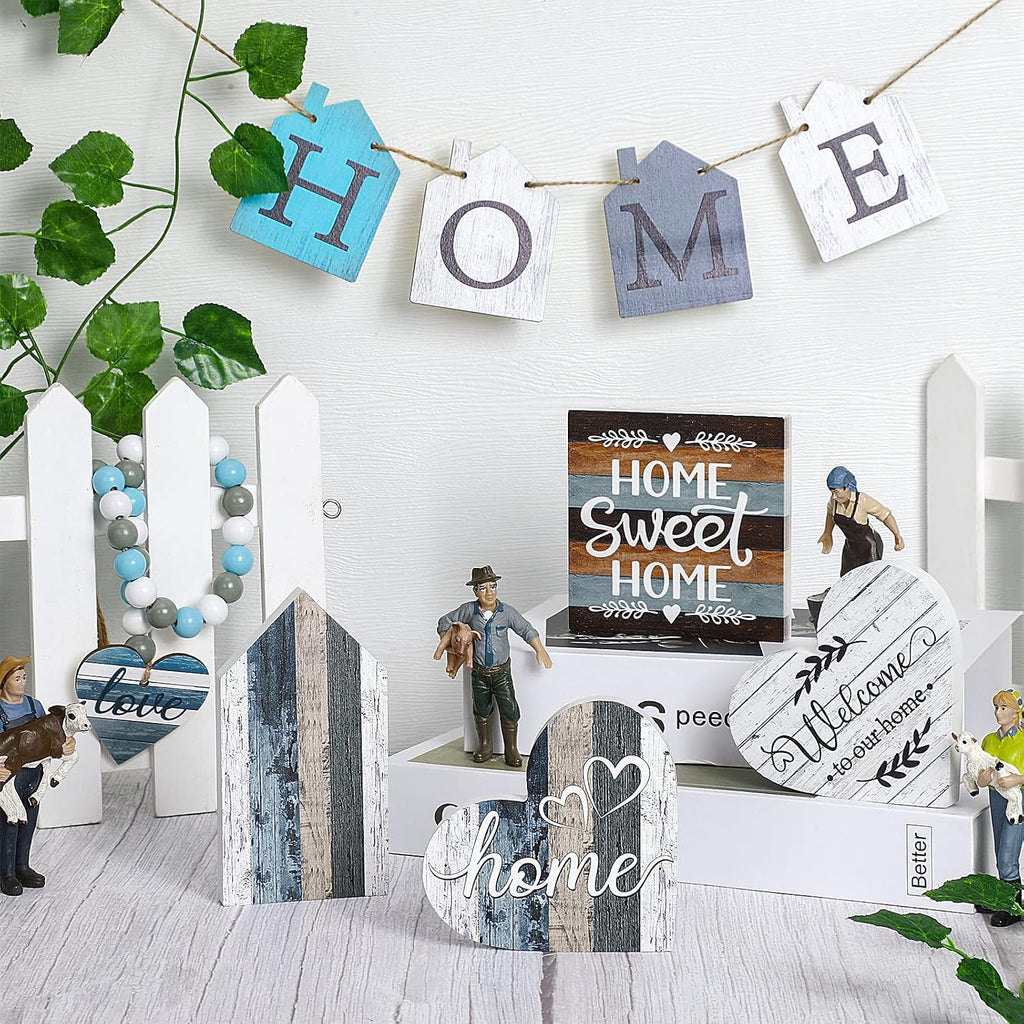 Farmhouse Tiered Tray Decor Farmhouse Home Decor Mini Signs Rustic Tiered Tray Signs Home Wood Sign Cutting - Set of 10
