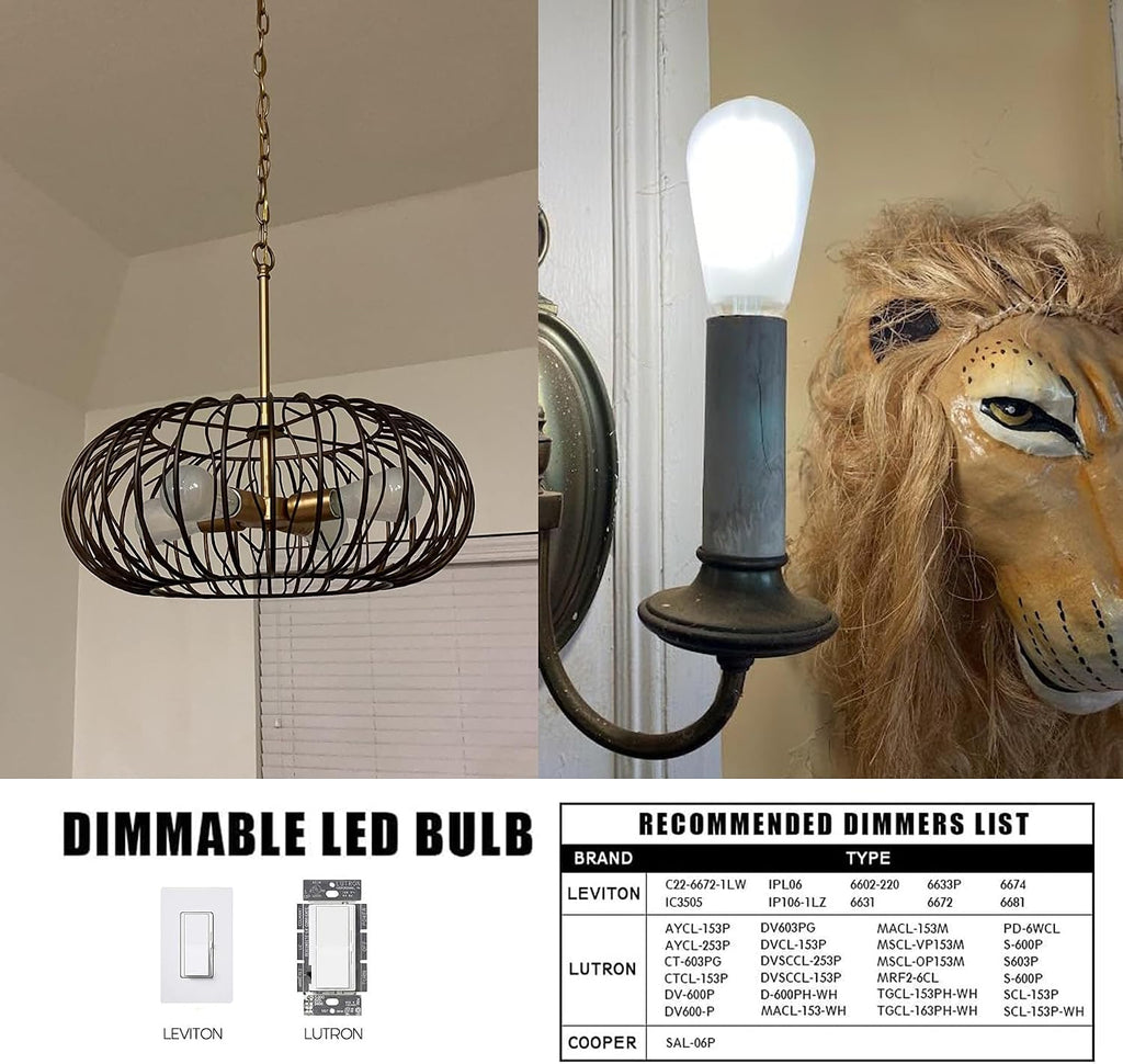 Dimmable E26 Edison Bulbs 60W Frosted 5000K Daylight White LED Bulb