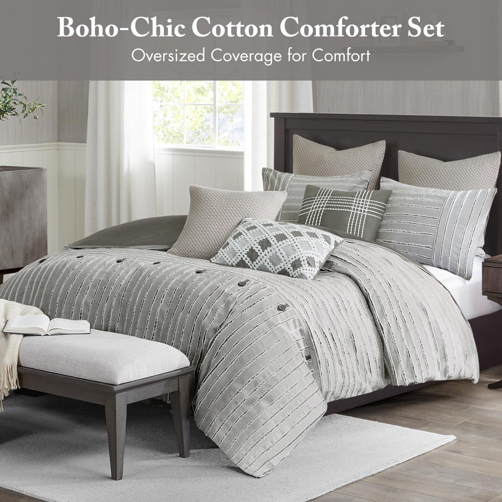 Park Farmhouse Cotton Comforter Set with Removable Cover, 8pc