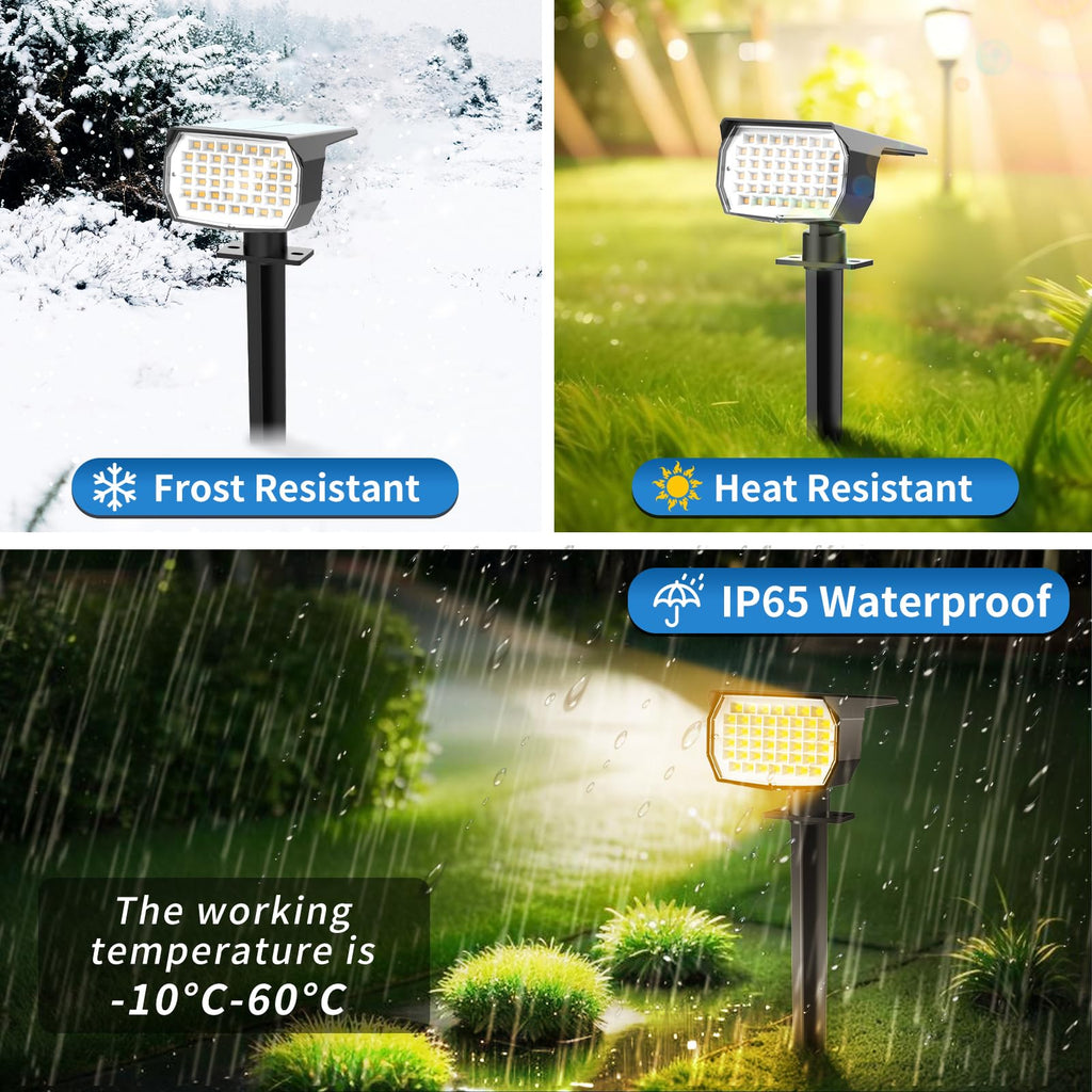 Solar Spot Lights Outdoor 10 Pack, [46 LED/3 Modes] Solar Landscape Spotlights Waterproof, 2-in-1 Auto On/Off Solar