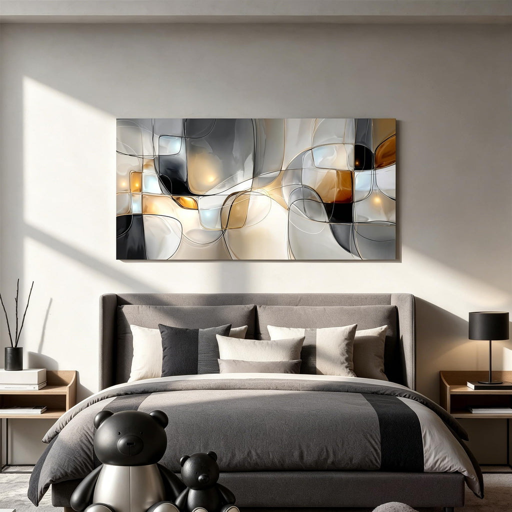 Geometric Abstract Wall Art Decor Modern Gray White Wall Art Prints Canvas Wall Art Decor Office Bathroom Kitchen