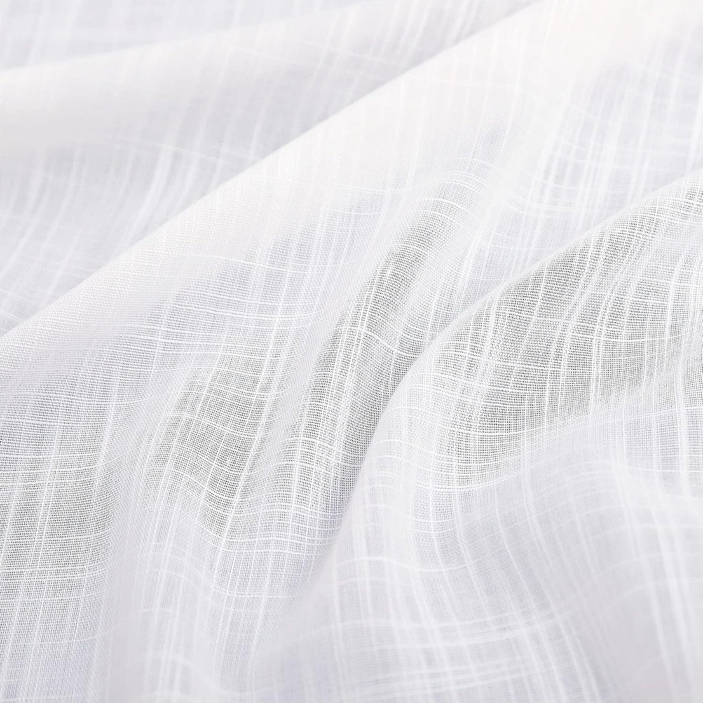 52" W x 96" L Premium White Semi Sheer Curtain Panels Cross Weave Linen Textured Window Curtain Draperies Privacy