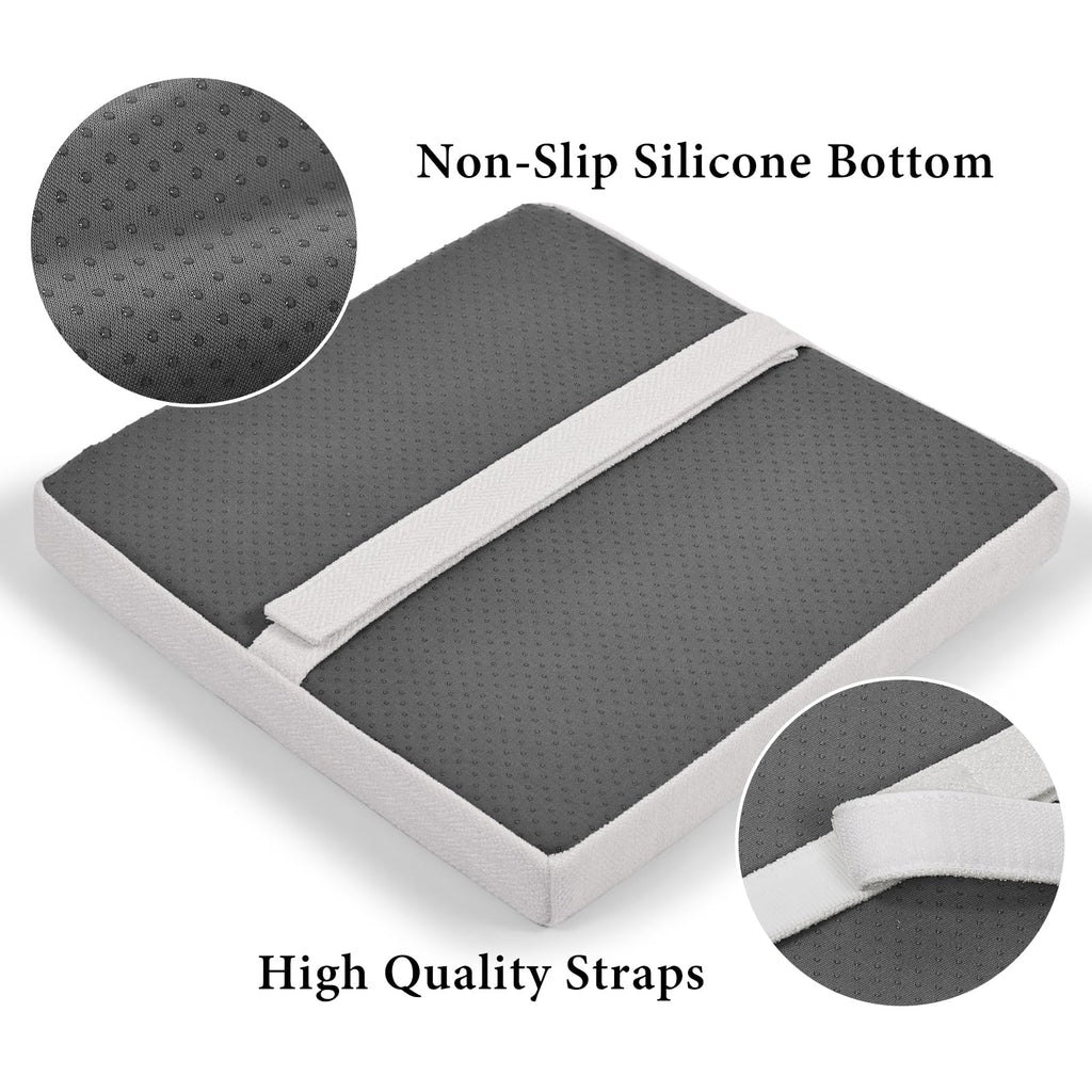 12 Inch Memory Foam Non Slip Stool Cushion Square Set of 2, Dual-Layer Design Bar Stool Cushions with Ties Square