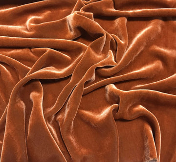 Iridescent Pumpkin Orange - Silk Velvet Fabric
