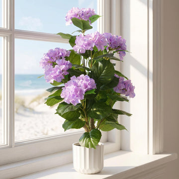 Artificial Purple Plant 31", Large Faux Silk Flower Arrangement in Pot, UV Resistant Tall Outdoor Decorative Floral