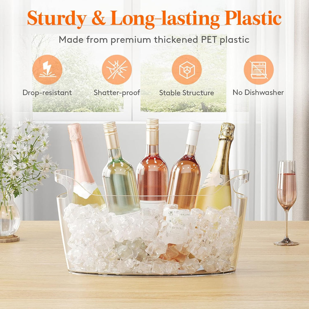 6.5L Plastic Ice Bucket for Parties with Handle & Scoop