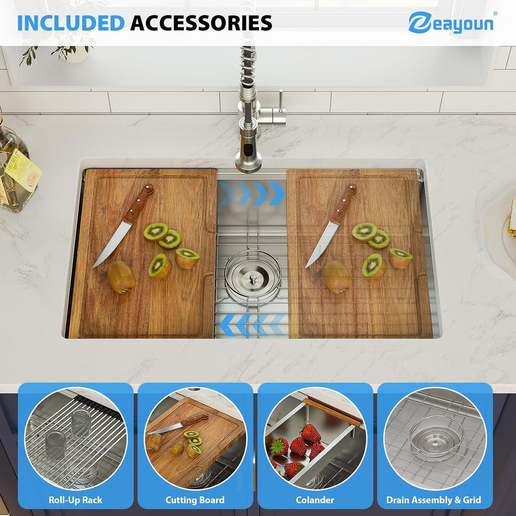 28 Inch Stainless Steel Undermount Kitchen Sink | 28x19 Inch Undermount Sink Ledge Workstation Single Bowl Under