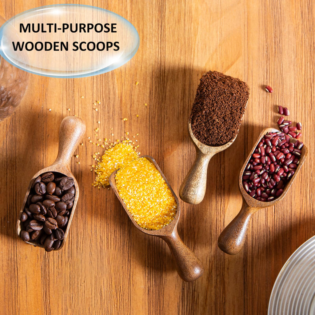 Wooden Scoop for Canisters 6PCS Acacia Wood Scoops for Jars Measuring Spoons for Ground Coffee Scoops Wooden Scoops