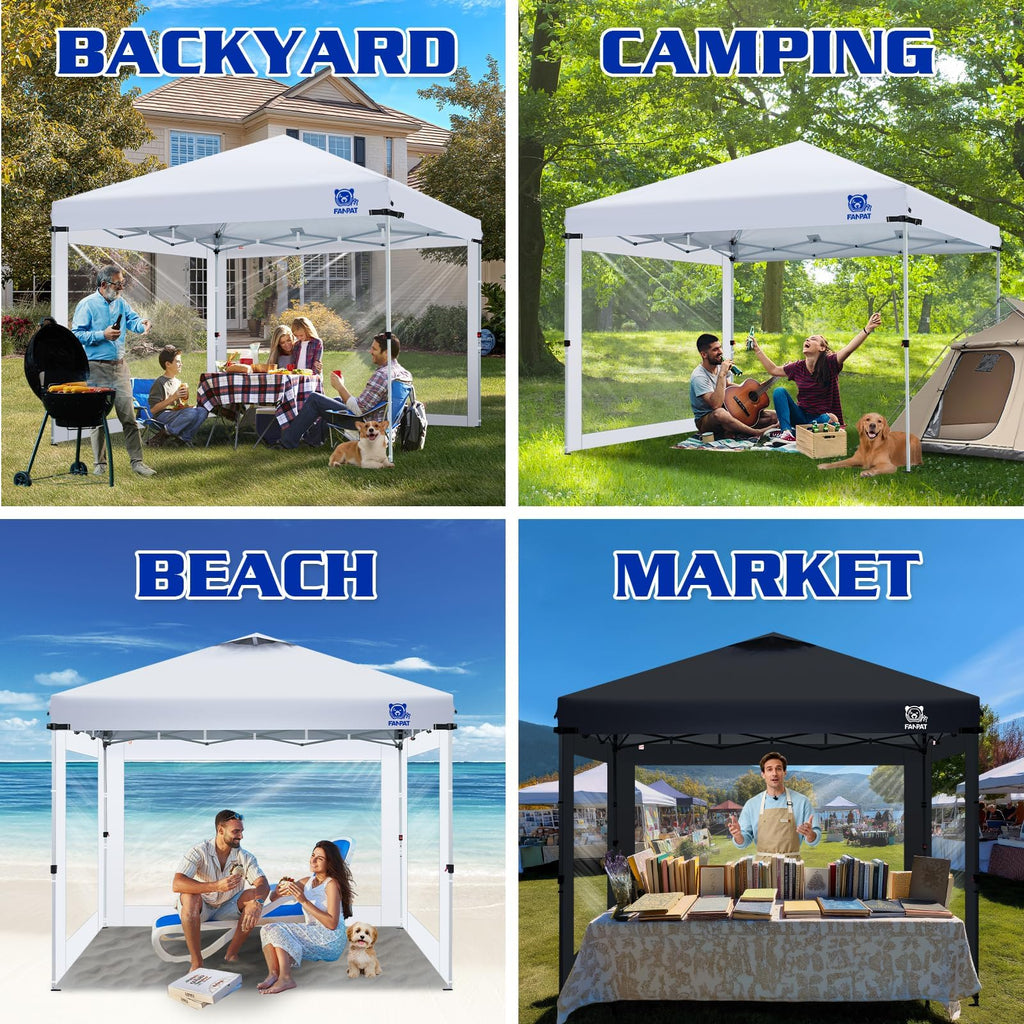 3Pcs Clear Sidewalls for 10x10 Pop Up Canopy, Black(Sidewalls only)