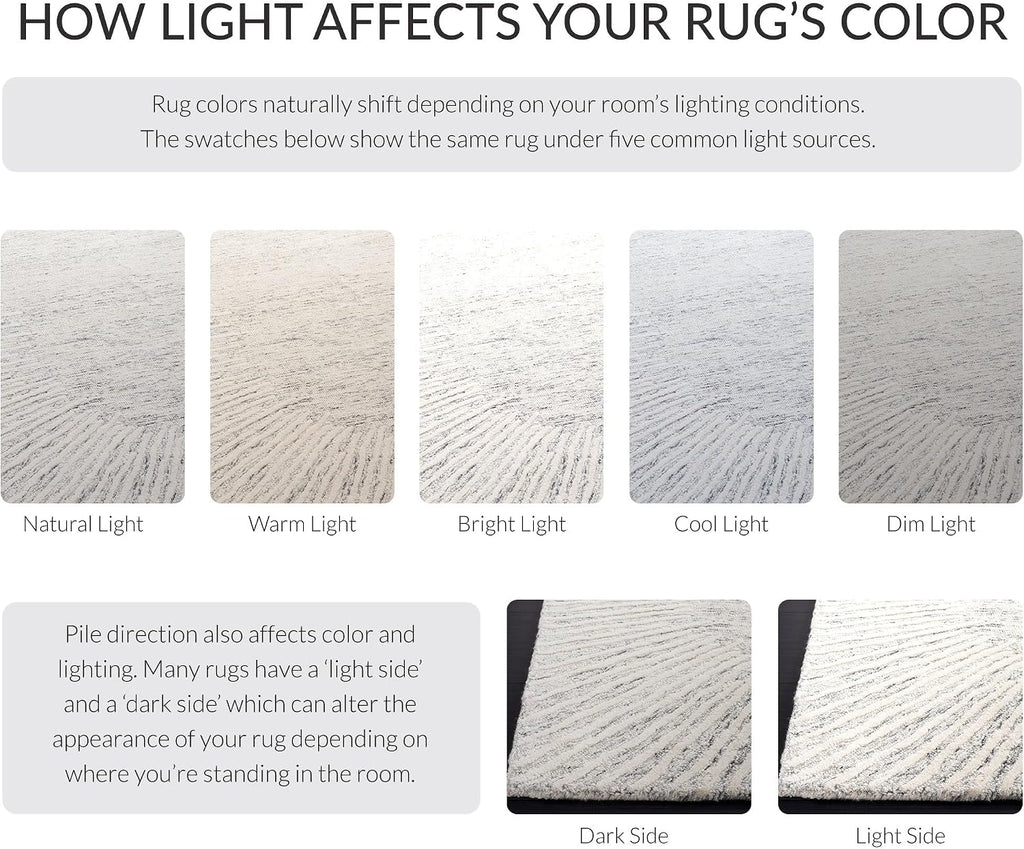 Abstract Collection Area Rug - 11' x 15', Grey & Ivory, Handmade Wool, Ideal for The Living Room, Dining, Bedroom