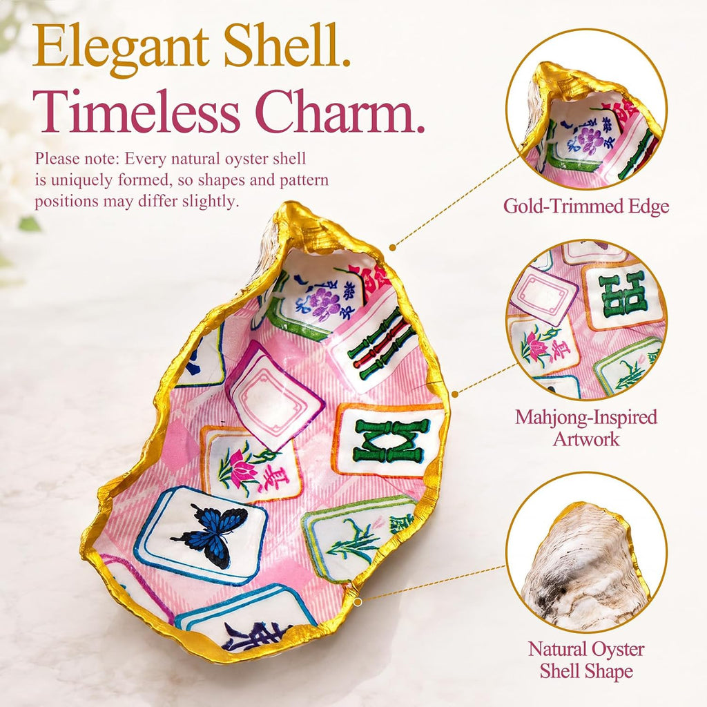 Natural Oyster Ring Trinket Jewelry Dish,Mahjong