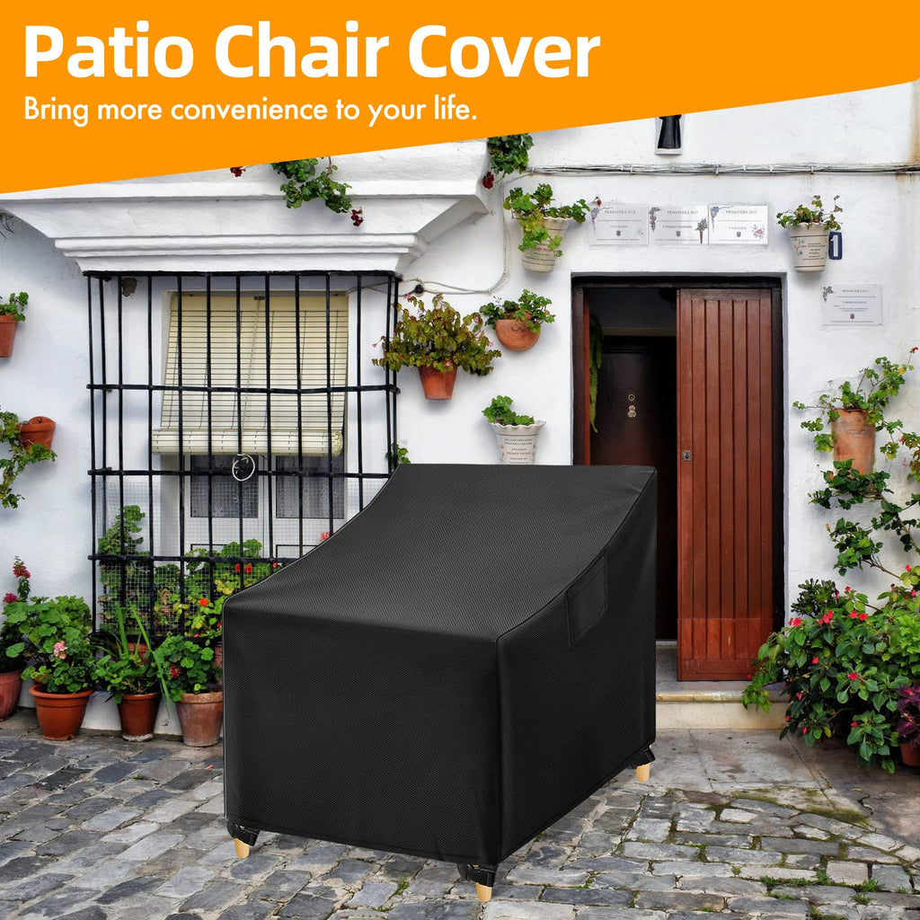 Outdoor Chair Covers Waterproof, Black Lawn Patio Furniture Covers, Heavy Duty Patio Lounge Deep Seat Cover, 2 Pack