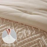 King Comforter Set 7 Pieces, Beige Tufted Bed in a Bag with Comforter and Sheets